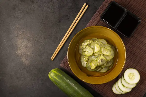 Sunomono Plate Japanese Cucumber Salad — Stock Photo, Image