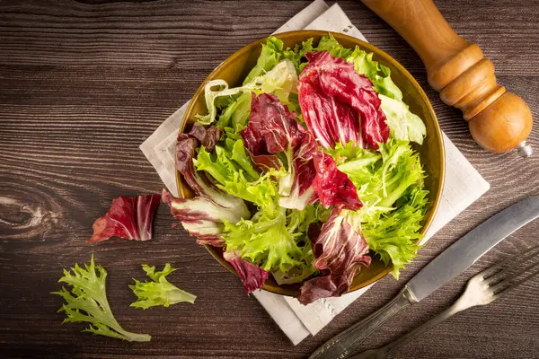 Zdravá Směs Čerstvého Salátu Listový Salát — Stock fotografie