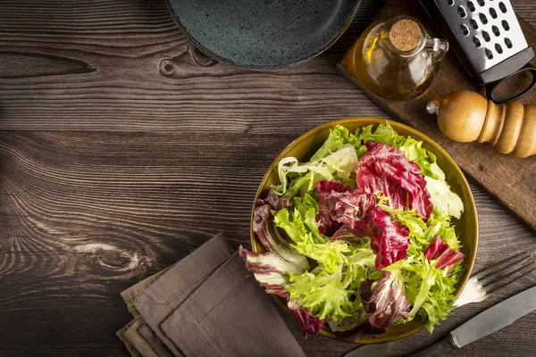 Zdravá Směs Čerstvého Salátu Listový Salát — Stock fotografie