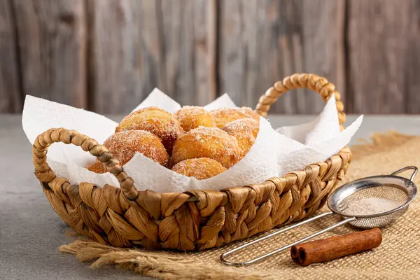 Basket Rain Cookies Brazil Known Bolinho Chuva — Stock Photo, Image