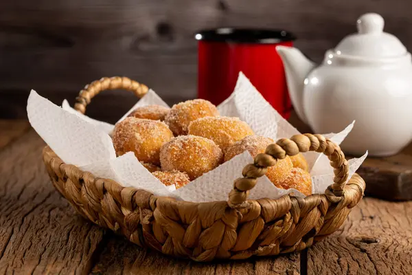 Basket Rain Cookies Brazil Known Bolinho Chuva — Stock Photo, Image