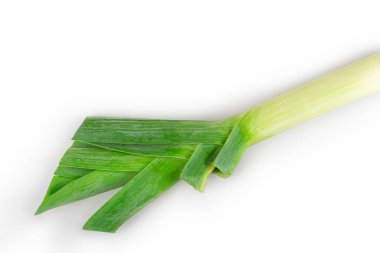 Pırasa beyaz arkaplanda izole.