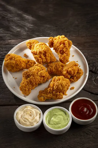Crispy Fried Chicken Sauces — Stock Photo, Image
