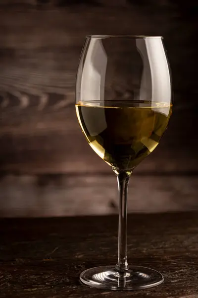 Copo Vinho Branco Mesa — Fotografia de Stock