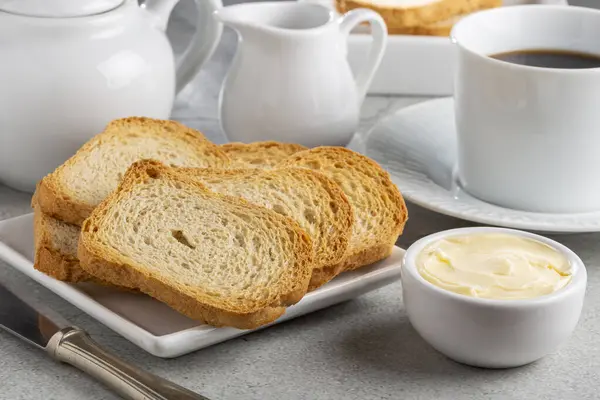 Healthy Wholemeal Toast Butter Coffee — Stock Photo, Image