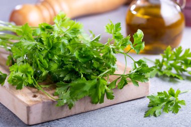 Masada taze İtalyan maydanozu var. Yeşil maydanoz.