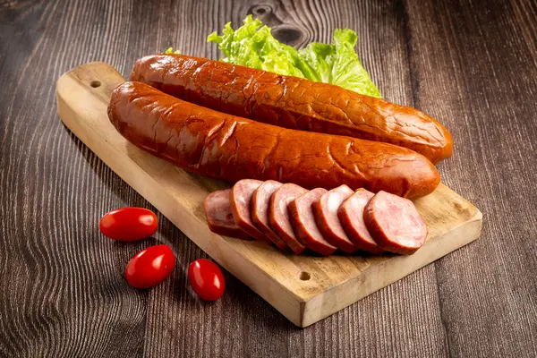 Raw Smoked Sausage Table Calabrese Sausage — Stock Photo, Image