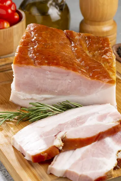 Sliced Raw Bacon Table — Stock Photo, Image