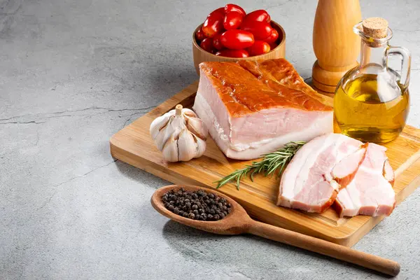 Sliced Raw Bacon Table — Stock Photo, Image