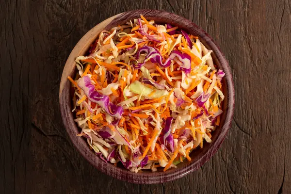 Coleslaw Salad White Cabbage Red Cabbage Sliced Carrots — Stock Photo, Image