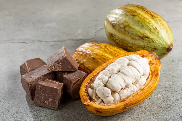 Kakao Med Chokladbitar Bordet — Stockfoto