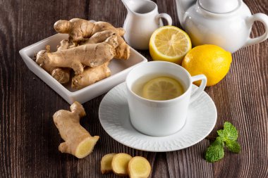 Sicilya limonlu ve naneli zencefilli çay.