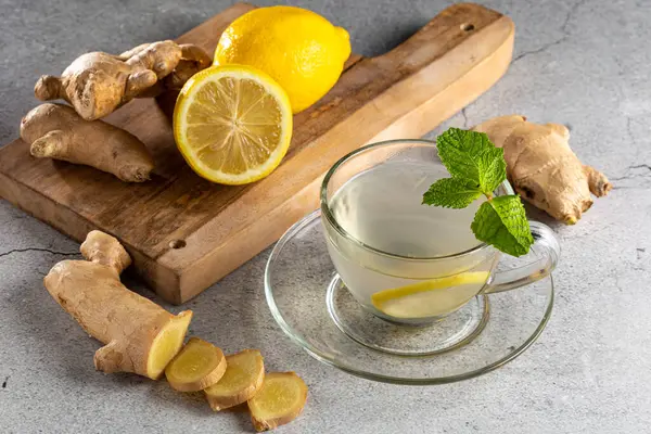 Ginger Tea Sicilian Lemon Mint — Stock Photo, Image