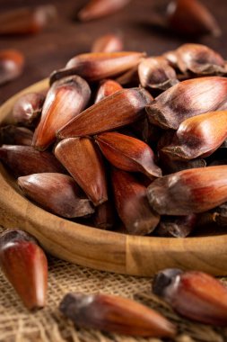 Çam fıstığı, Araucaria tohumu. Güney Brezilya 'dan tipik kış yemekleri..