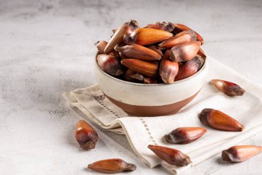 Çam fıstığı, Araucaria tohumu. Güney Brezilya 'dan tipik kış yemekleri..