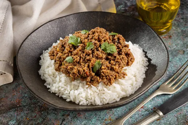 Rice Minced Meat Plate — Stock Photo, Image