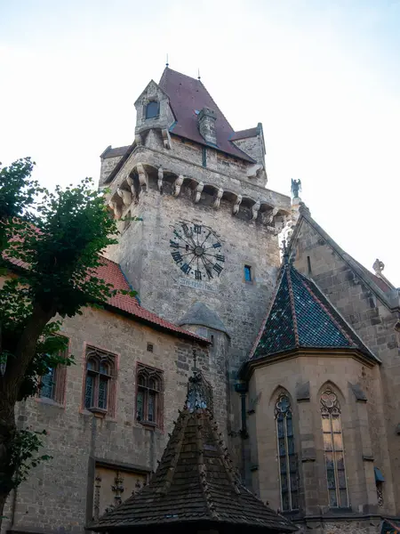 Detalhes Fachada Arquitetura Burg Kreuzenstein Castelo Perto Leobendorf Baixa Áustria — Fotografia de Stock