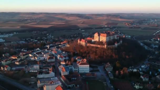 Вид Місто Нейленбах Замком Горизонті Австрія — стокове відео