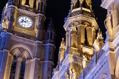 Viyana mimarisi ve sokak hayatı üzerine gece görüşü suni ışıkla