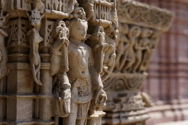 stock image Hutheesing Jain Temple in Ahmenabad, Gujarat, India. Example of ancient sacred jain temple in Maru-Gujarat architecture style