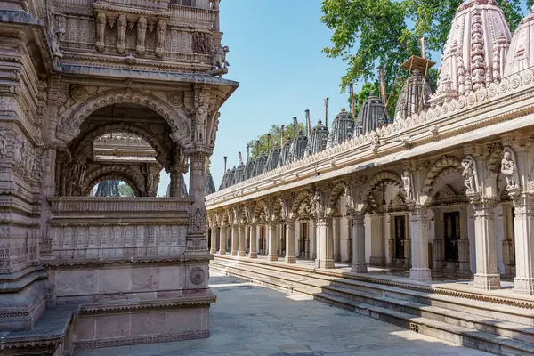 stock image Hutheesing Jain Temple in Ahmenabad, Gujarat, India. Example of ancient sacred jain temple in Maru-Gujarat architecture style