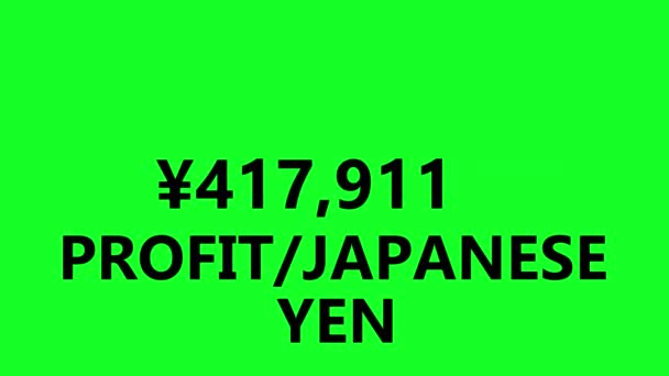 Motion Graphic Profit Increasing Amount Profit Going Profit Japanese Yen — Stock Video