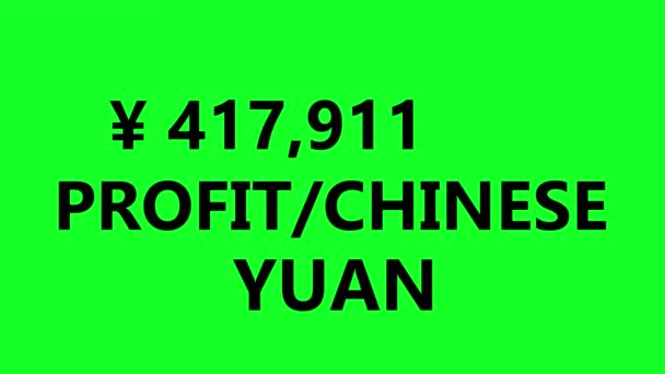 Motion Graphic Profit Increasing Amount Profit Going Profit Chinese Yuan — Stock Video