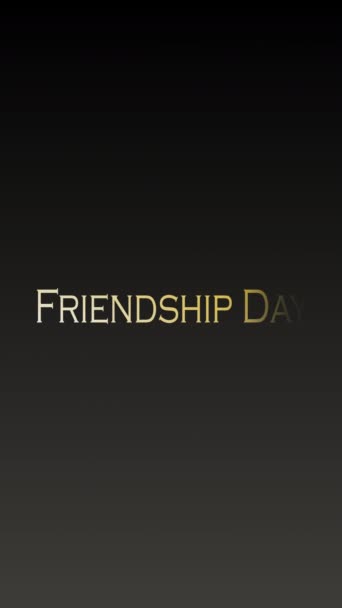 Happy Friendship Day Text Animation Goldfarbe Text Auf Schwarzem Hintergrund — Stockvideo
