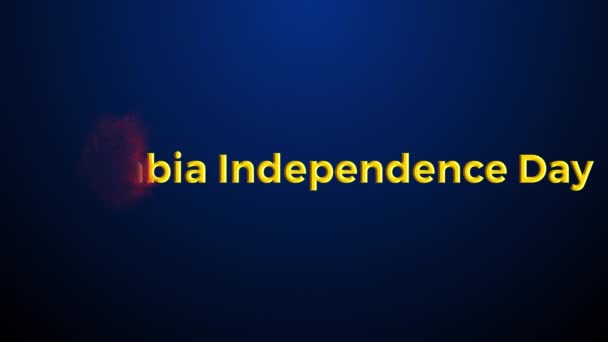Колумбія Щасливий День Незалежності Анімаційний Текст Національне Свято Колумбії Липня — стокове відео