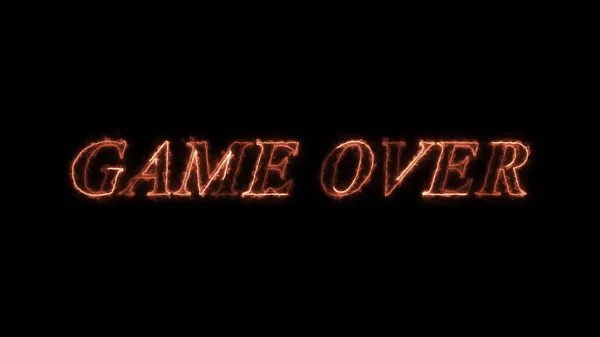 fire neon game over , gaming concept animation,fire burning text on a dark background, glowing particles and flames