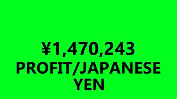 Motion graphic of profit increasing. Amount of profit going up. Profit in JAPANESE YEN. Increasing profit.