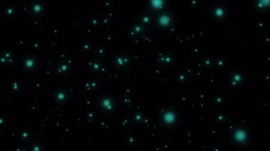 Renkli parçacıkların soyut arkaplanı renkli parlayan yıldızların tozu bokeh sim tozu ödüllendiriyor. Uzayda siyah arka planda döngü. 4K