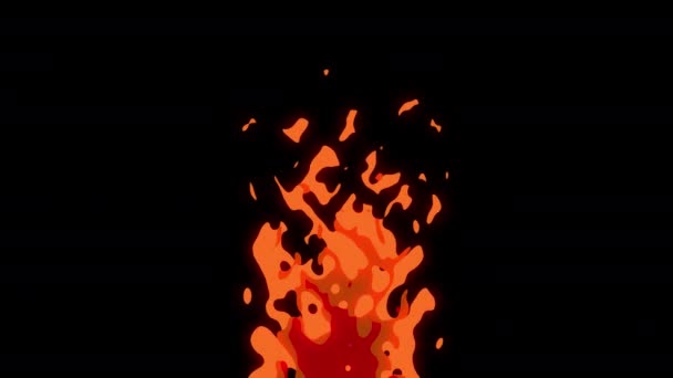 Fire Animated Cartoon Bonfire Átlátszó Háttér Felbontású Hurok Animáció Flambeau2D — Stock videók
