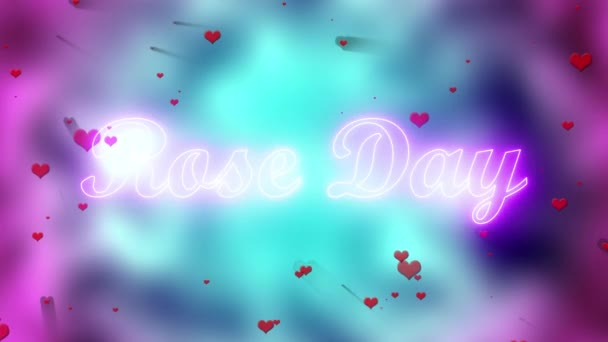 Joyeux Jour Rose Saluant Texte Animation Lettrage Avec Ornement Amour — Video