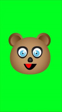 Çizgi film pandası, 4K 60FPS 'de emoji animasyonuyla karşı karşıya. Dikey 4K Karikatür Panda Karakteri Canlandırması.
