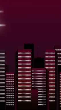 Daire 2D Açıklayıcı Animasyon Videosu the Moon Over City Lights & Skyscrapers - 124; Modern Şehir Nightscape with Moon, Tall Buildings, & Vibrant City Lights - 124; Yüksek Kaliteli Animasyon