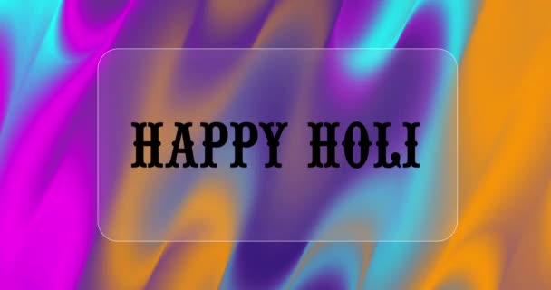 Happy Holi Text Animation Glass Морфізм Рідкий Фон Holi Фестиваль — стокове відео