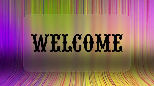 Welcome Text Animation Abstract Colorful Background Bright Neon Rays Glowing Video Clip
