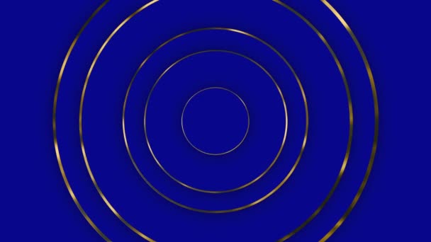 Blauw Gouden Luxe Ronde Naadloze Lus Geanimeerde Achtergrond Cirkel Ringen — Stockvideo