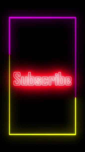 Live Streaming Overlay Subscribe Text Animation Air Neon Glow Sign — Stock video