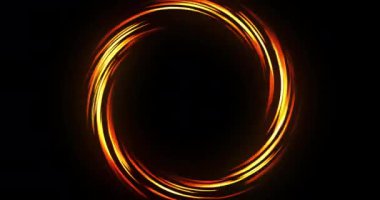 Renkli çember şeklinde ışık saçan spiral bir tünel. Çember enerji etkisi. Soyut girdap halkası ve enerji, Havai fişekler yavaş çekim ve parçacıklar patlama portalı ve Neon enerji çemberi. Radyal döner çember arkaplan 4K.