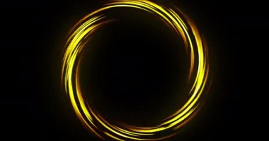 Renkli çember şeklinde ışık saçan spiral bir tünel. Çember enerji etkisi. Soyut girdap halkası ve enerji, Havai fişekler yavaş çekim ve parçacıklar patlama portalı ve Neon enerji çemberi. Radyal döner çember arkaplan 4K.