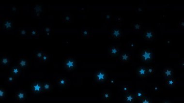 Mavi renkli parıldayan yıldızlar düz, vektör ve karalama tarzında parıldayan mavi çizgi film yıldızlarının animasyonları. Yıldızlı bir gökyüzünün büyüleyici güzelliğini çağrıştıran, sakin, siyah bir arka plana göz kırparlar ve parıldarlar..