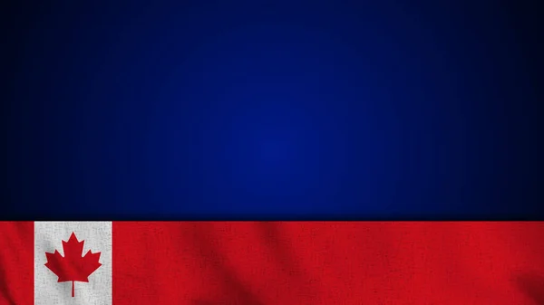 Lange Realistische Canada Vlag Blanco Donkerblauwe Achtergrond Illustratie — Stockfoto