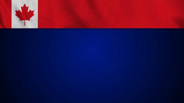 Lange Realistische Canada Vlag Blanco Donkerblauwe Achtergrond Illustratie — Stockfoto