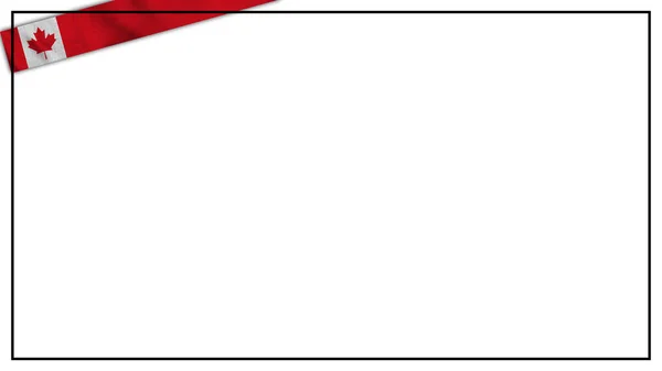 Bandeira Longa Realista Canadá Área Fundo Branco Ilustração — Fotografia de Stock