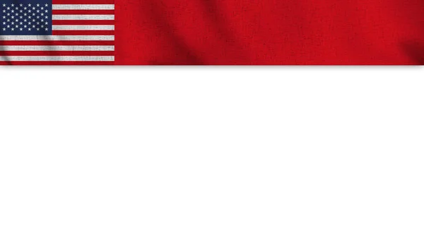 Lång Realistisk Usa Flagga Och Blanka Bakgrund Område Illustration — Stockfoto