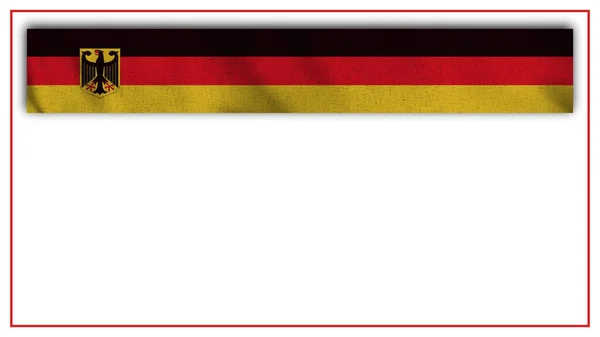 Área Fondo Blanco Bandera Alemania Realista Larga Ilustración —  Fotos de Stock