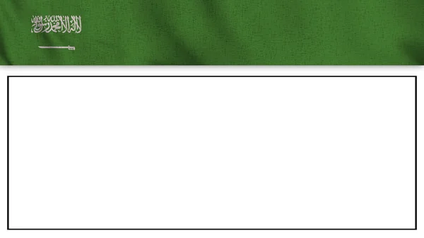 Lång Realistisk Saudiarabien Flagga Och Blanka Bakgrund Area Illustration — Stockfoto