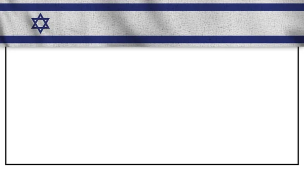 Bandeira Israel Realista Longa Área Fundo Branco Ilustração — Fotografia de Stock
